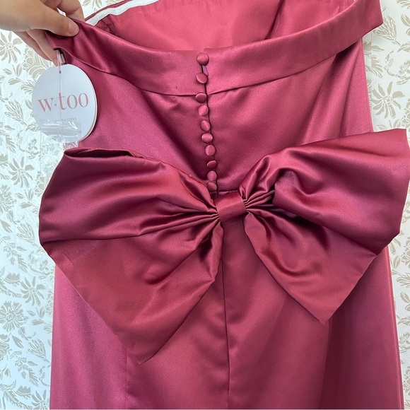 Wtoo by Watters Ayla Dress Cerise Size 12 NWT Strapless Gown with Bow - Picture 6 of 6